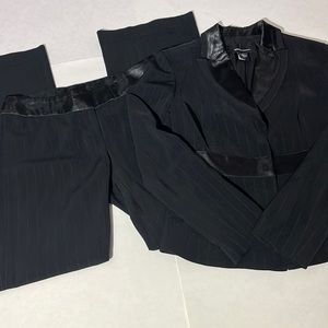 Moda International two piece suit separates black pinstripe sz4 vintage wide leg